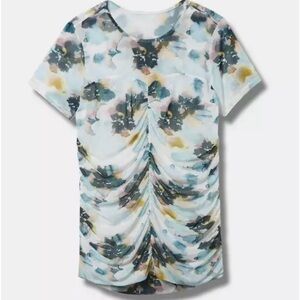 Torrid Blue Ruched Short Sleeve T-Shirt